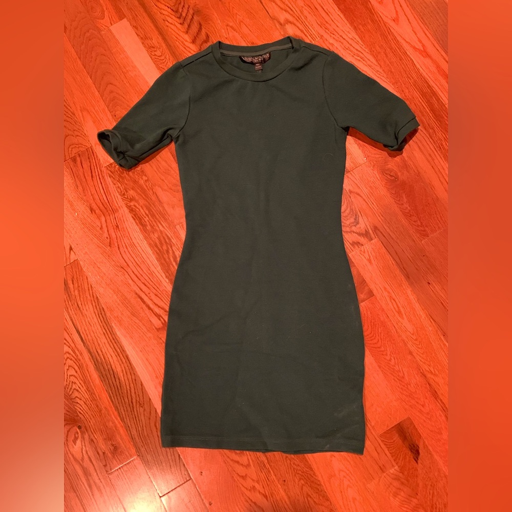 Topshop Dark Green Bodycon Short Sleeve Dress